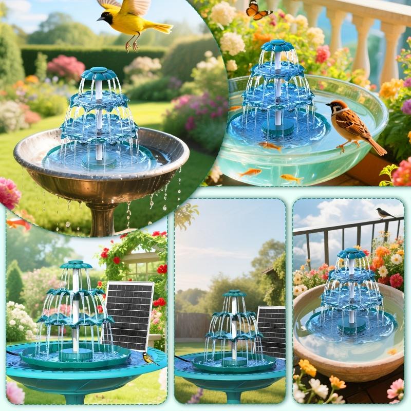 1pc Solar Fountain Pump,Three-Layer Solar Bird Bath Fountain,Easy To Install,For Indoor And Outdoor Garden Villa Water Scenery