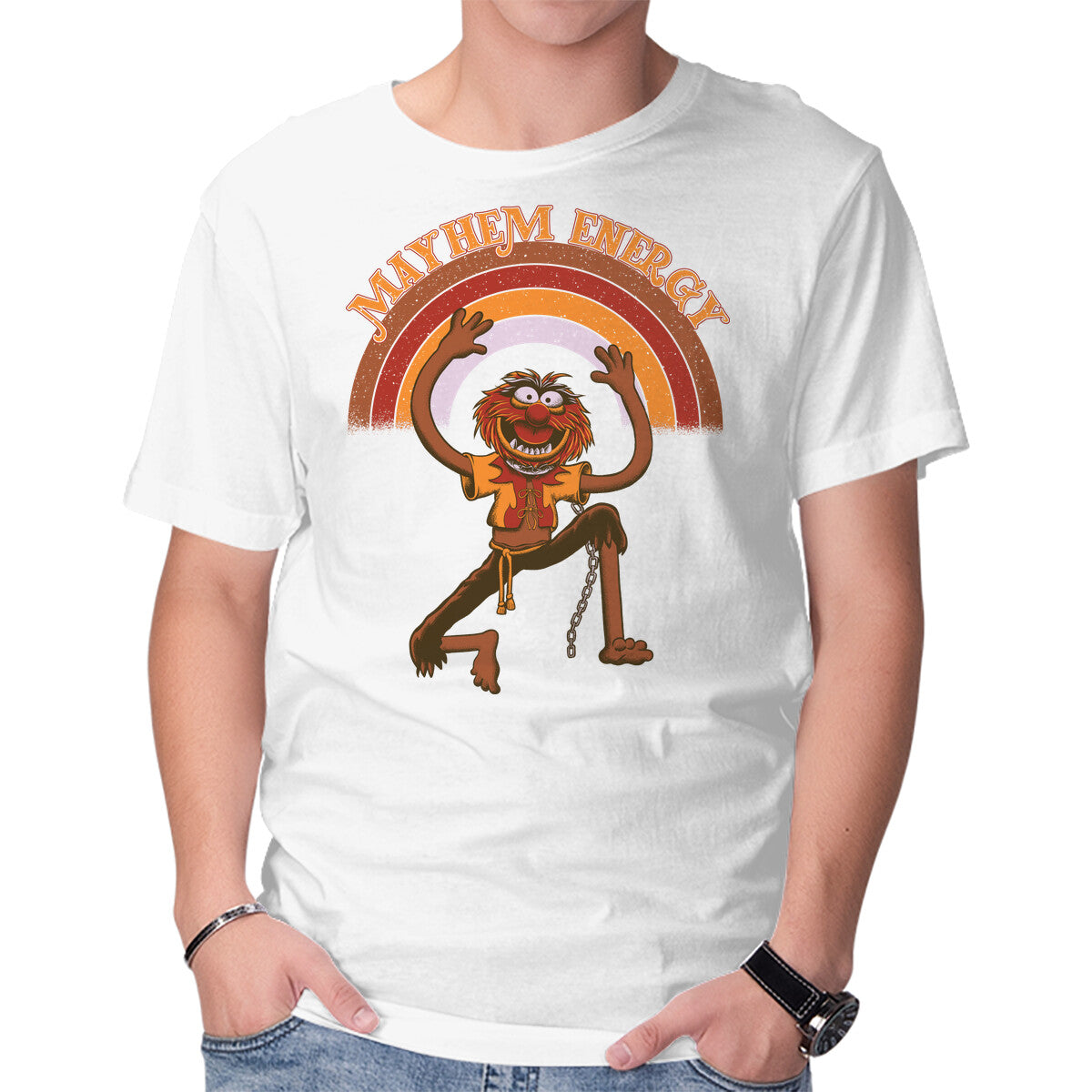 Unisex Crew Neck T-Shirt Mayhem Energy Graphic Short Sleeve Casual Tee L