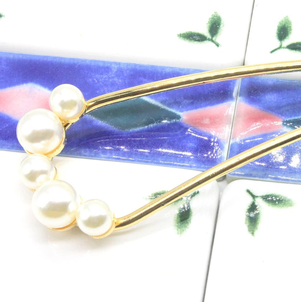 [Miaomyao] Miaomyao Hairpin (Kanzashi) U-shaped Hair Ornament with Pearl and Flower Design for Weddings, Parties, Kimono, Dresses, Furisode,