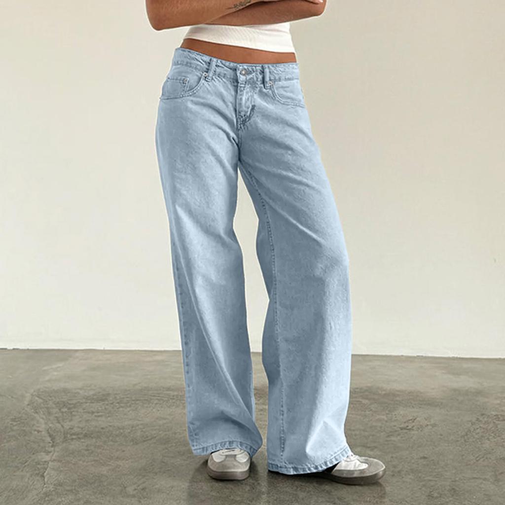 Women's Color Jeans Loose Casual Straight Leg Wide Leg Pants
