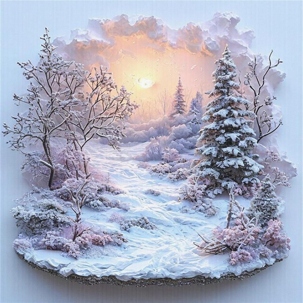 Scenery Printed Cross Stitch Kit 50x50cm DIY 11CT Embroidery Craft Set Decor