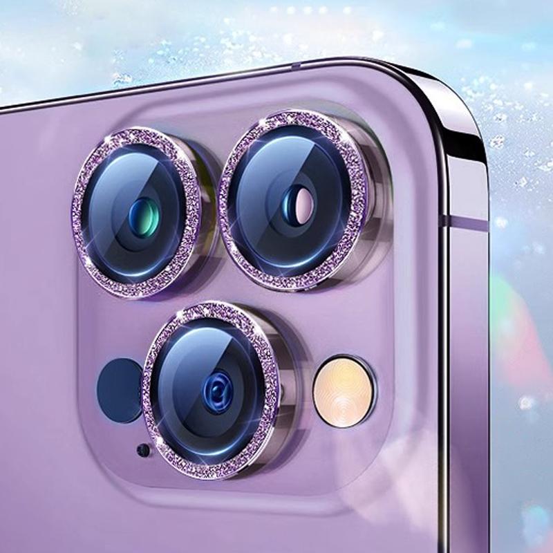 Vetro Protettivo Lente Fotocamera Diamantato di Lusso Per iPhone 16 15 14 Plus 13 12 Mini 11 Pro Max Pellicola Protettiva Lente Metallica Colorata
