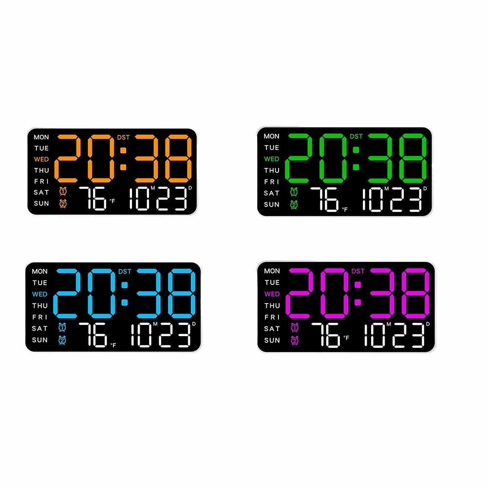 Large Display Digital Wall Clock Week Date Display Electronic Table Clock LED Alarm Clock  Bedroom