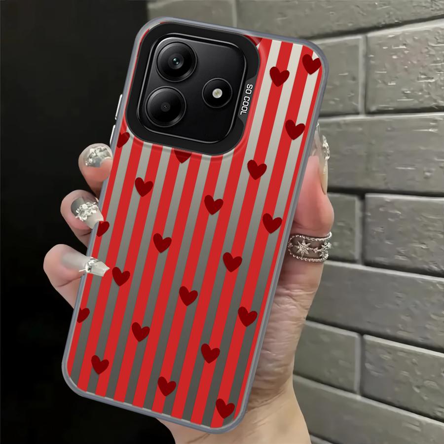 Back Phone Cover Case for Xiaomi Redmi Note 14 11 12 Pro 12s Note 13 Pro Plus 11s Stripe Love Heart