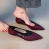 Sheepskin Version~ Hollow Flat Heel Pointed Hollow Small Single Shoes for Women's Spring and Summer New Shallow Mouth Beautiful High-end Single Shoes