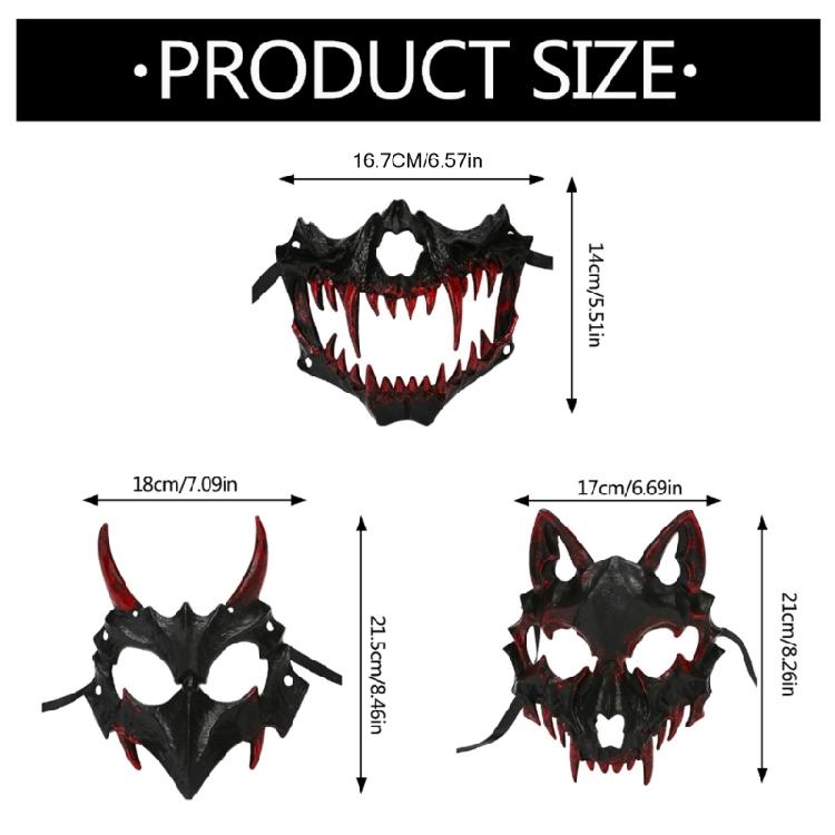 Halloween Mask Scary Mask Decorative Mask Dog Cosplay Mask Half Face Mask Anime Dragon Mask Party Decoration Mask
