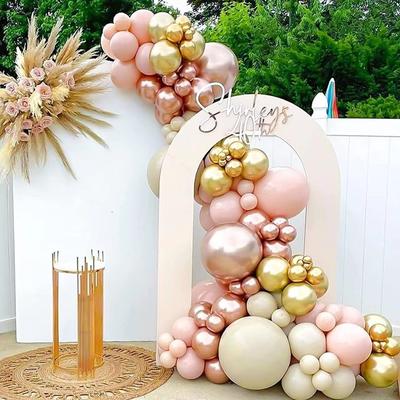 Metal Rose Pink Balloon Garland Arch Kit Boho Sand White Wedding Birthday Party Balloons Gender Reveal Baby Shower Decorations