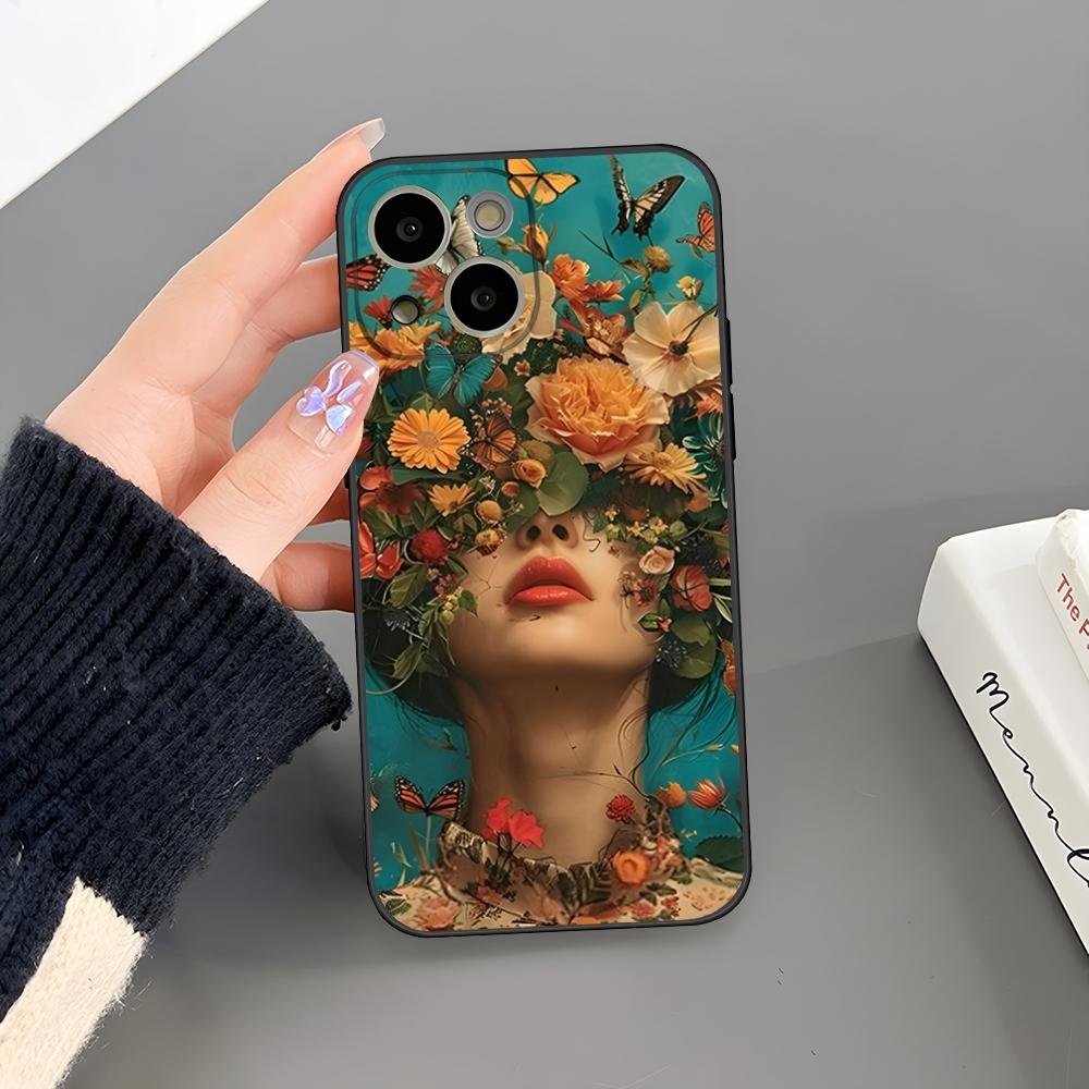 Abstract Flowers Girl Art Phone Case For Iphone 17 Air 15 Pro Max 14 Pro 16 Plus 12 13 11 Xr X Xs 8 7 Plus Back Cover