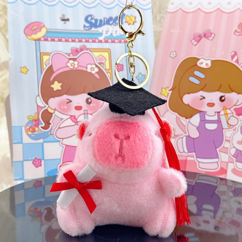 Xiaohongshu Capybara Plush Keychain & Graduation Cap Doll Pendant