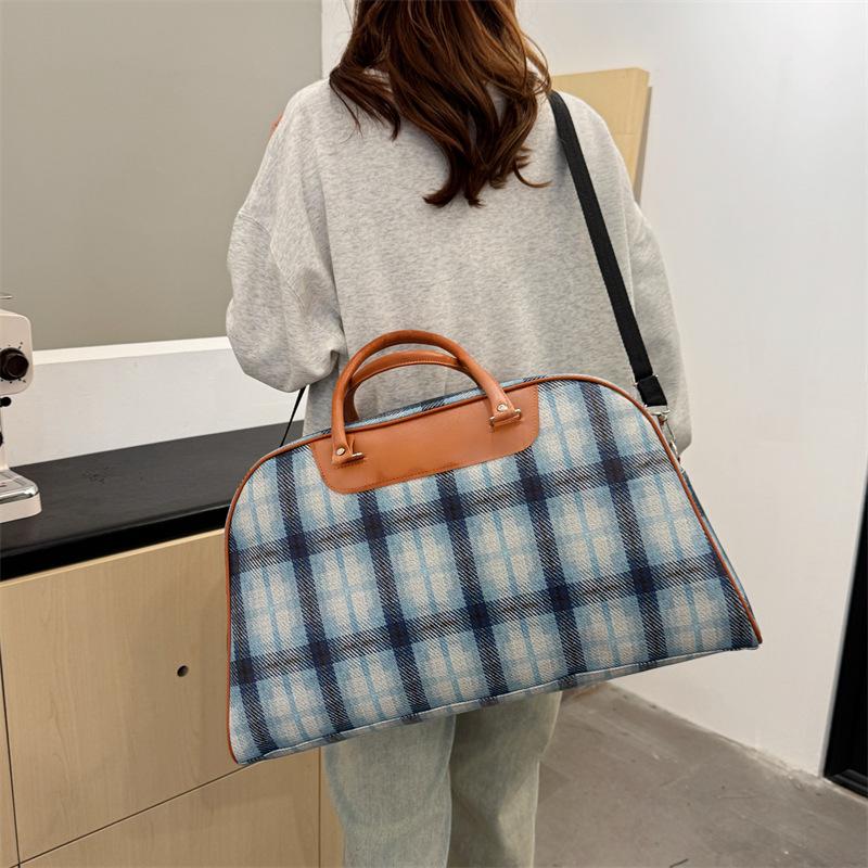 Women's plaid retro new crossbody gym bag crossbody light business trip fashion short distance handbag