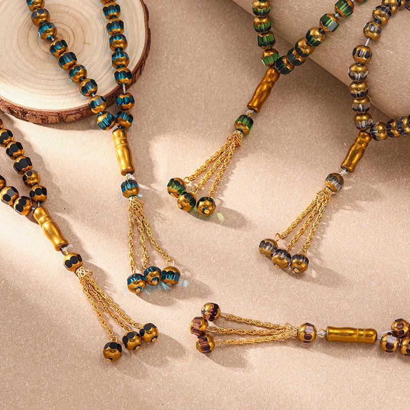 Islamiske Roseperler Bengal Arabisk Mote Herresmykker Bønneperler 10mm 33perler Tasbih Metall Tasbaha Muslimske Gave Tilbehør