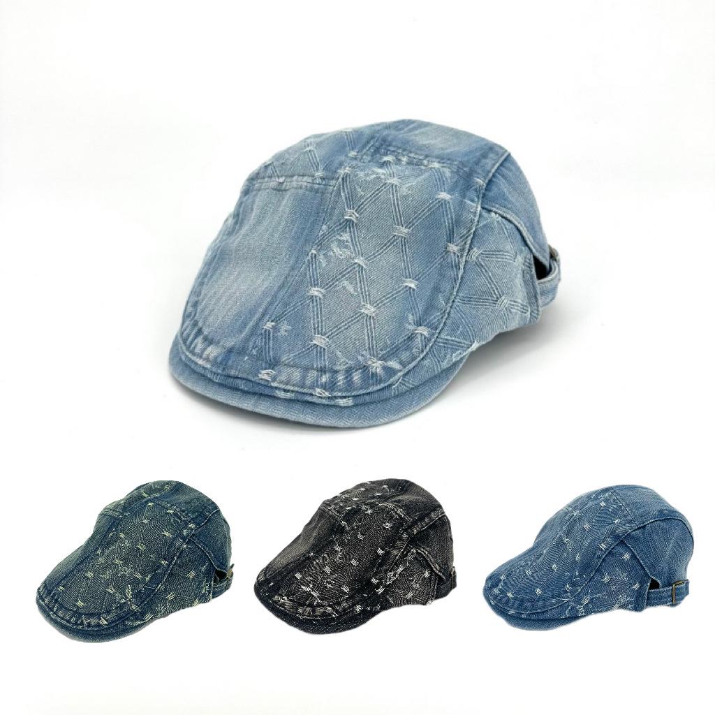 Women's Washable Denim Beret - Spring/Summer British & Japanese Literary Style, Retro Painter's Fashion, Versatile Accessory
