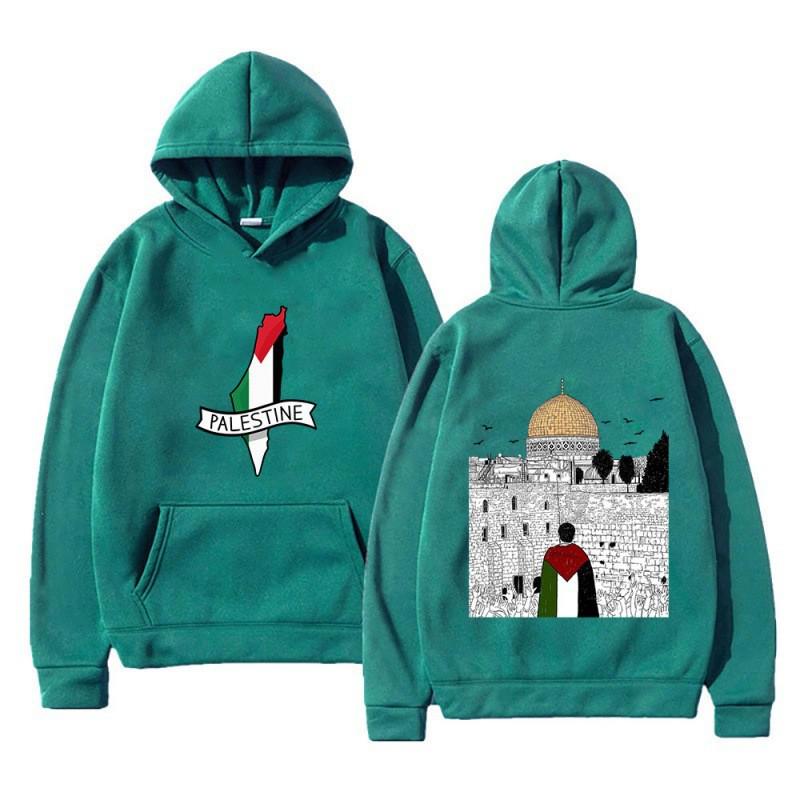 Palestine-Israel Themed Sports Hoodie - Men's Autumn/Winter Fleece Jacket
