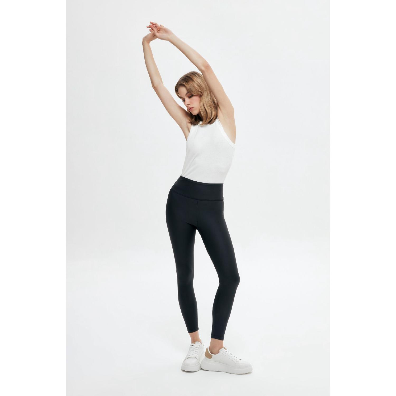 

High Waist Leather Leggings Black S чорний