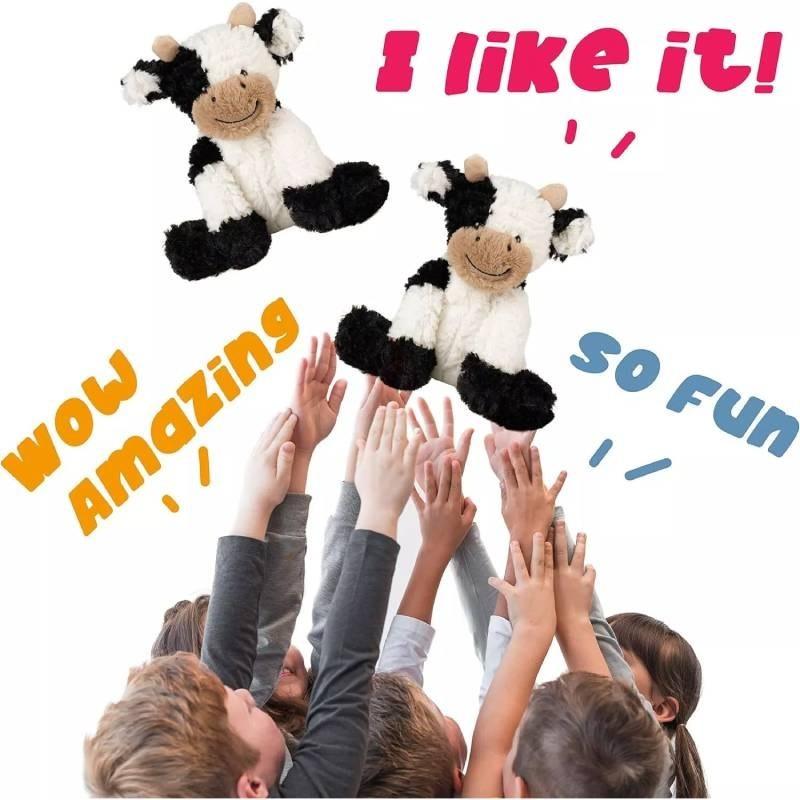 Adorable Smiling Black And White Cow Plush Toy Soft Stuffed Animal Doll Gift