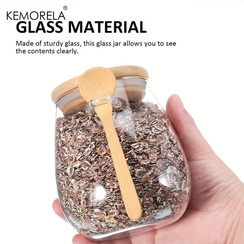 2PCS Jar+Spoon Airtight Glass Storage Jars For Coffee Sugar Tea Salt Candy And Spices Ideal Kitchen Storage For Home Restaurant