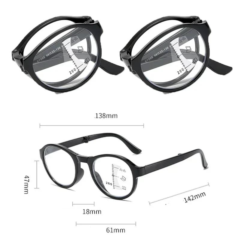Fashion Women Men's Vintage Folding Multifocal Glasses Trendy New HD Near Far Reading Glasses Anti-blue Presbyopia Eyewear with Box