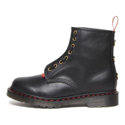 Originals Pelle Stivaletti Martin Corti Stringati a 8 Occhielli Stivali Unisex Neri 30556004