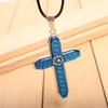 JMXD Crystal Studded Metal Cross Pendant Wax Cord Necklace Medieval Vintage Style Statement Fashion Accessory Versatile