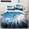 3D Airplane King Queen Duvet Cover Pink Airliner Bedding Set for Adults Sky Sea Natural Landscape 2/3pcs Polyester Quilt Cover