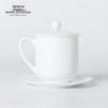 Hong Guanyao White Porcelain Large Capacity Office Cup with Lid and Saucer