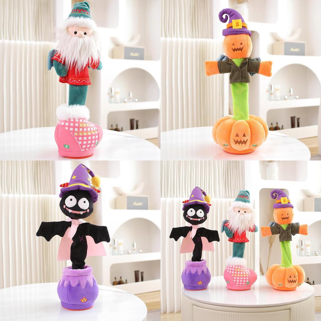 Claus Santa Pumpkin And Bat Plush Doll With Swing Singing Design Christmas Gift