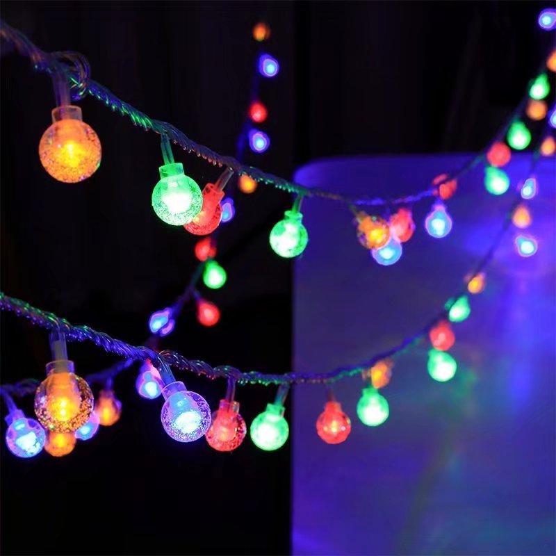 Battery-Powered Outdoor LED Crystal Ball String Lights: Colorful, Flashing Decoration for Camping & Christmas