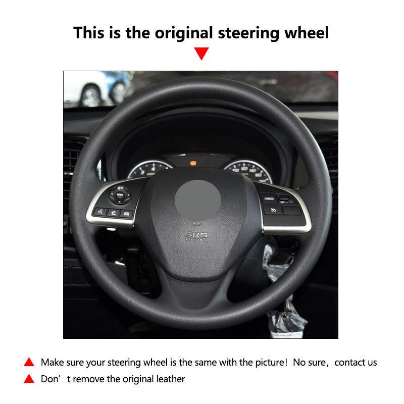 For Mitsubishi Outlander 2013 2014 ASX L200 2015 2016 Mirage 2014 Red line with red strip Car Steering Wheel Cover Leather Trim