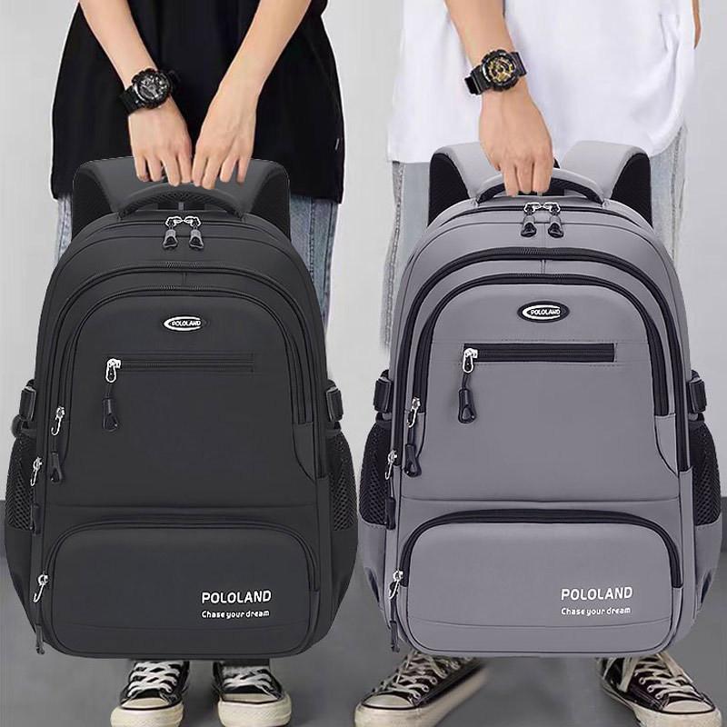 Backpack Solid Color Multipocket Storage Ergonomic Carry School Student Bags