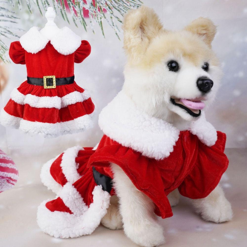 Christmas Costumes for Grinch Dogs Santa Claus Dog Cats Red Christmas Dress Skirt Soft Warm Grinch Dog Costume New Year Outfits
