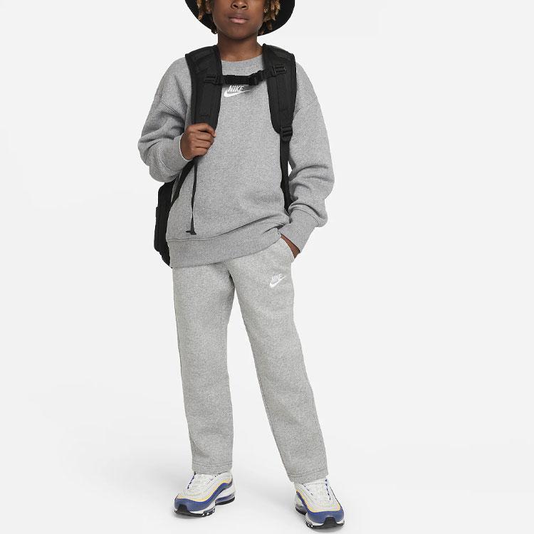 Nike Kids Sportswear Club Fleece Logo Embroidered Straight Leg Knit Sweatpants Kids Bottoms Light-Gray FD3010-063