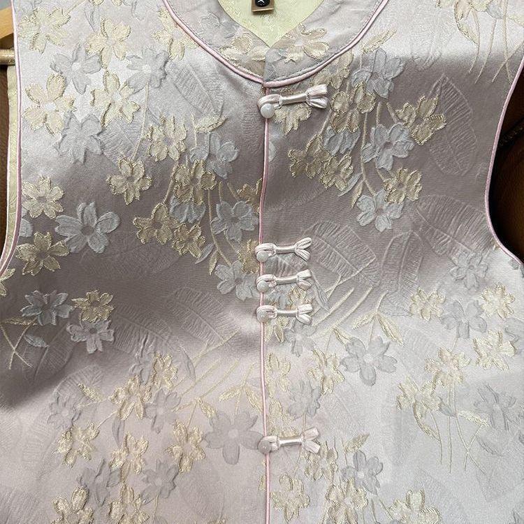 2025 spring and autumn brocade new top vest country