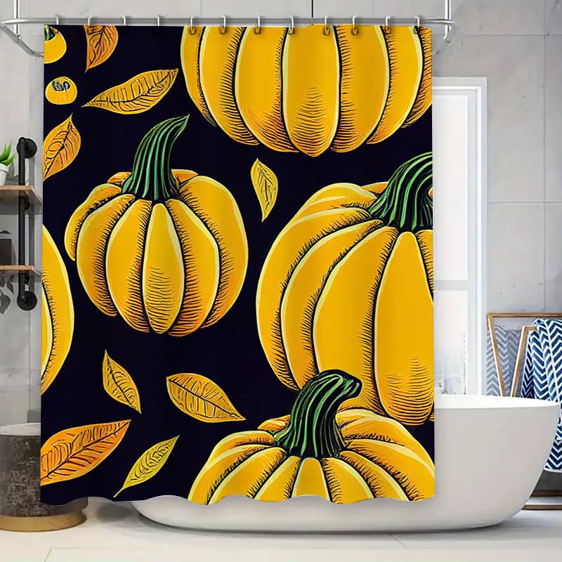 Tuniu Pumpkin Pattern Shower Curtain Halloween Fall Decor Cute Graphic Design Home Decor