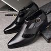 Fashion Mens Genuine Leather High Heel Dress Sandals Daily Business Office Work Sandals Trendy Hollow Pointed Toe Buckle Sandals204