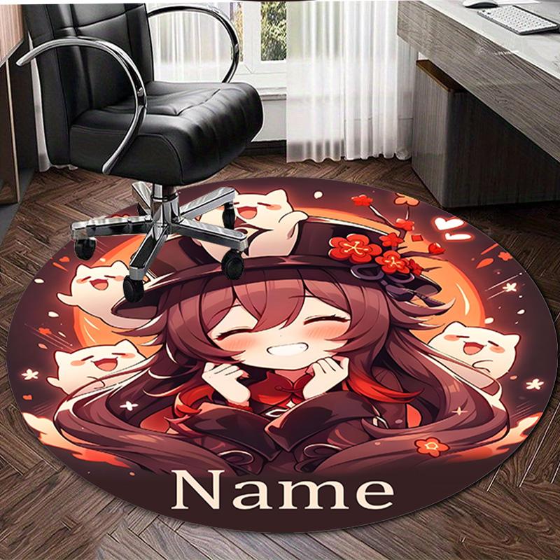 Personalized Genshin Impact Round Chair Office Rug - Perfect for Mat, Office Chair & More - Ideal Gift for Birthdays and Holidays