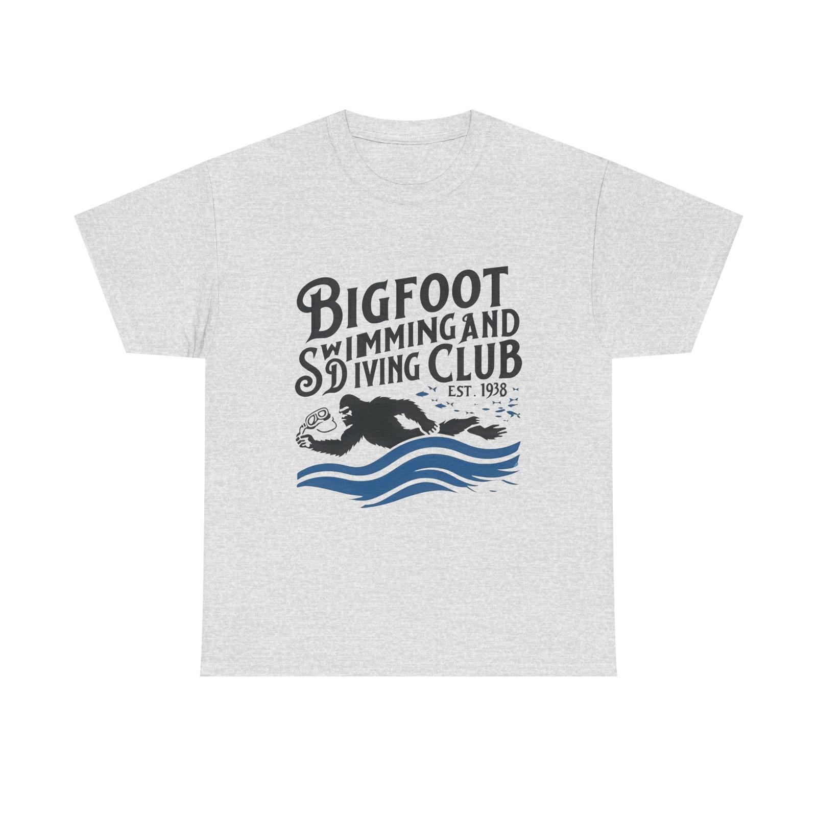 Bigfoot Swimming Club Unisex Heavy Cotton Tee - Fun Sasquatch Summer T-Shirt S