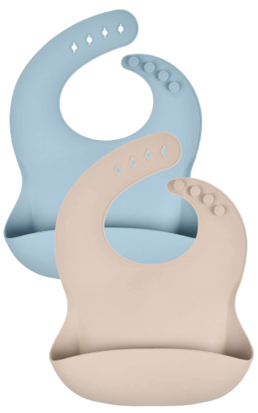 

Rinaty Silicone Mealtime Set of 2 Muted Blue Beige Apron, Bibs, &