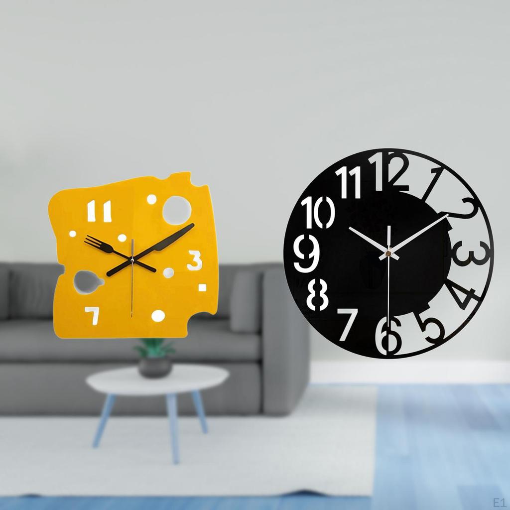 Nordic Minimalist Cheese Clock Desk Quiet Acrylic Wall Hanging Decorative Silent