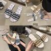 Foreign Trade Large Size Slippers Embroidered with Versatile Fashion Letters Flat Bottom Outer Wear High-end Comfortable Summer Women's Slippers