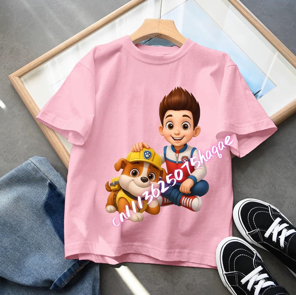New PAW Patrol Children's Cotton Short-Sleeved Boys' Sports Shirt Girls' Casual Top Cartoon Print Summer T-Shirt Cartoon Print