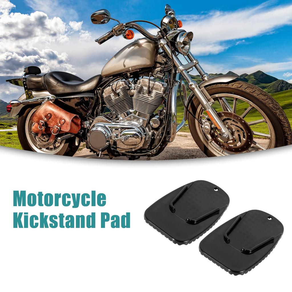 ACROPIX Motorcycle Kickstand Support Plate Pad Universal Black 2pcs