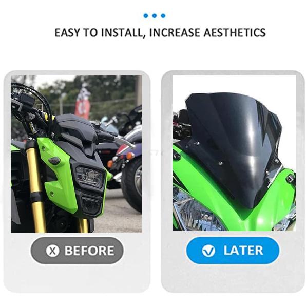 Für Kawasaki Ninja 650 Windschutzscheibe Doppelblasen-Windschutzscheibe Windabweiser für Kawasaki Ninja 650 EX650 ER6F 2017-2019(Transparent)