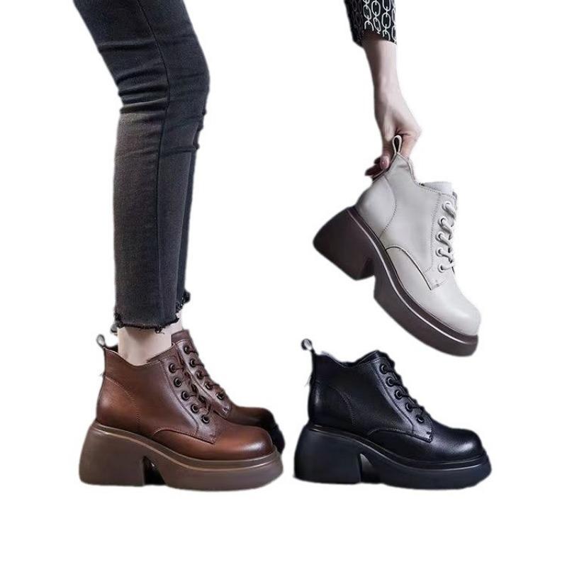 New Style Shoes, Thick-soled Boots, Women's Shoes, Versatile Retro Single Boots, Height-increasing Women's Boots