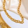 12mm Rolo Chain Necklace for Women,Stainless Steel 18K Gold Plated OT Buckle Necklaces,Punk Jewelry Gifts
