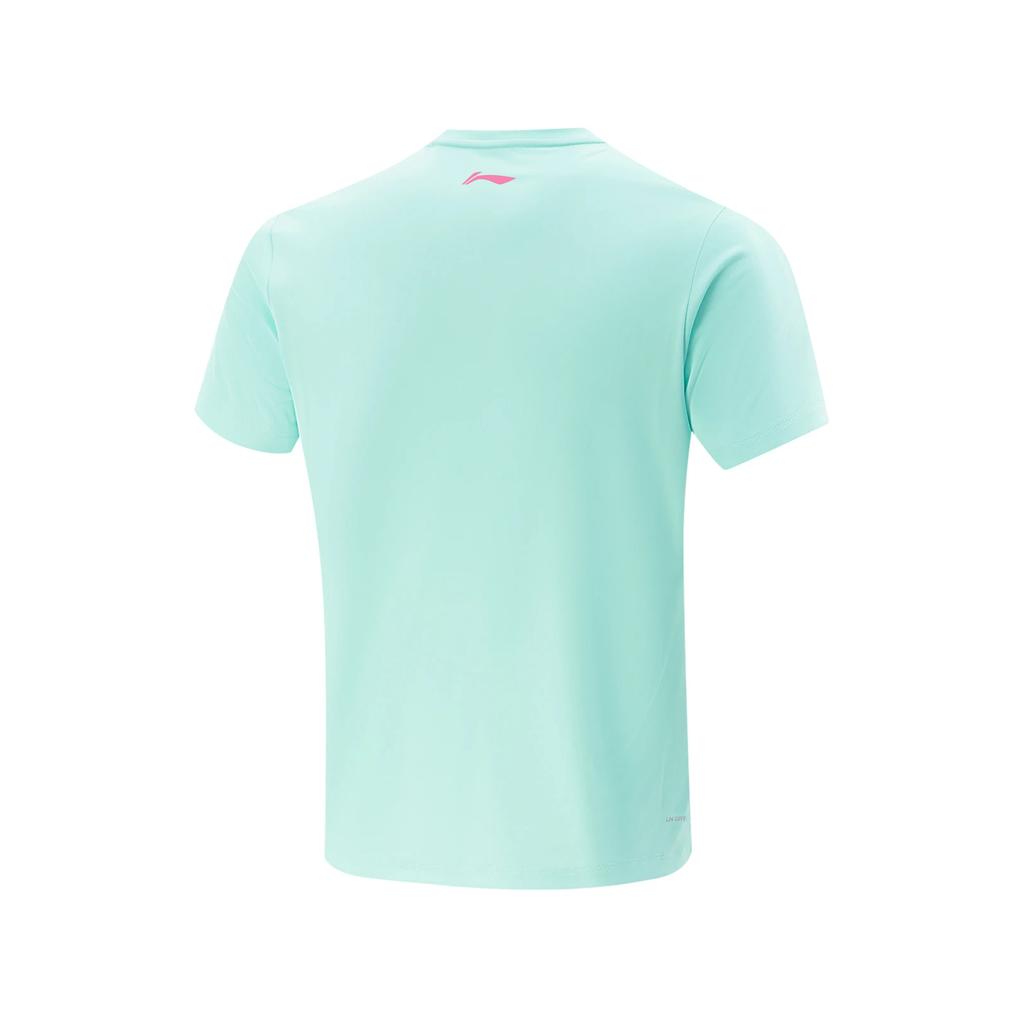 Li Ning Table Tennis Series Simple Fashion Quick-Dry Breathable Short Sleeve T-Shirt Outdoor Sports Top Unisex tops Island-Blue AHSW069-2