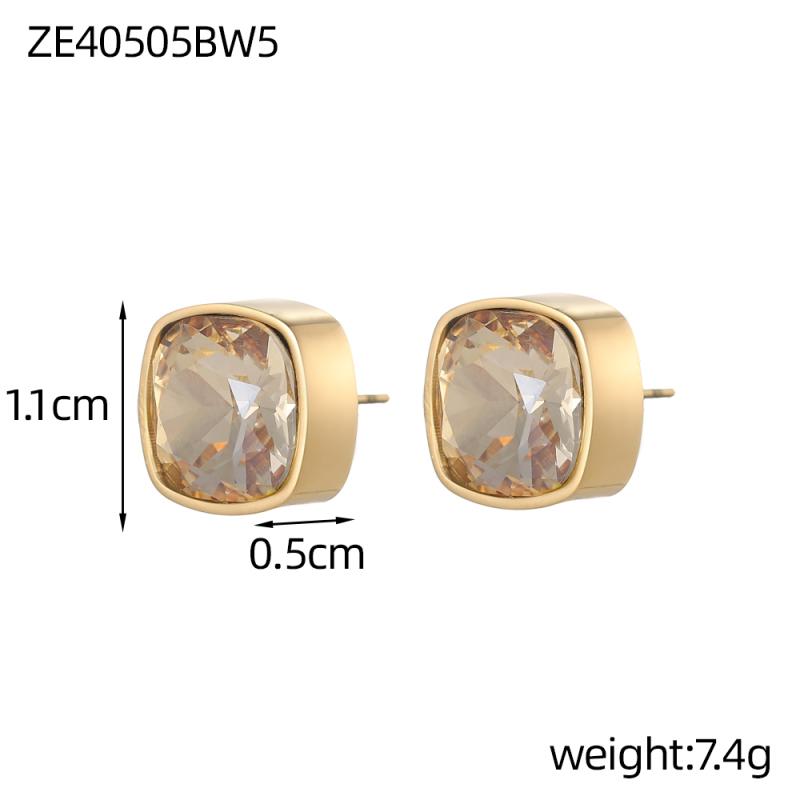 

CARLIDANA Vintage Stainless Steel Zircon Jewelry for Gift Women Colorful Geometric Zircon Stud Earrings Jewelry for Party