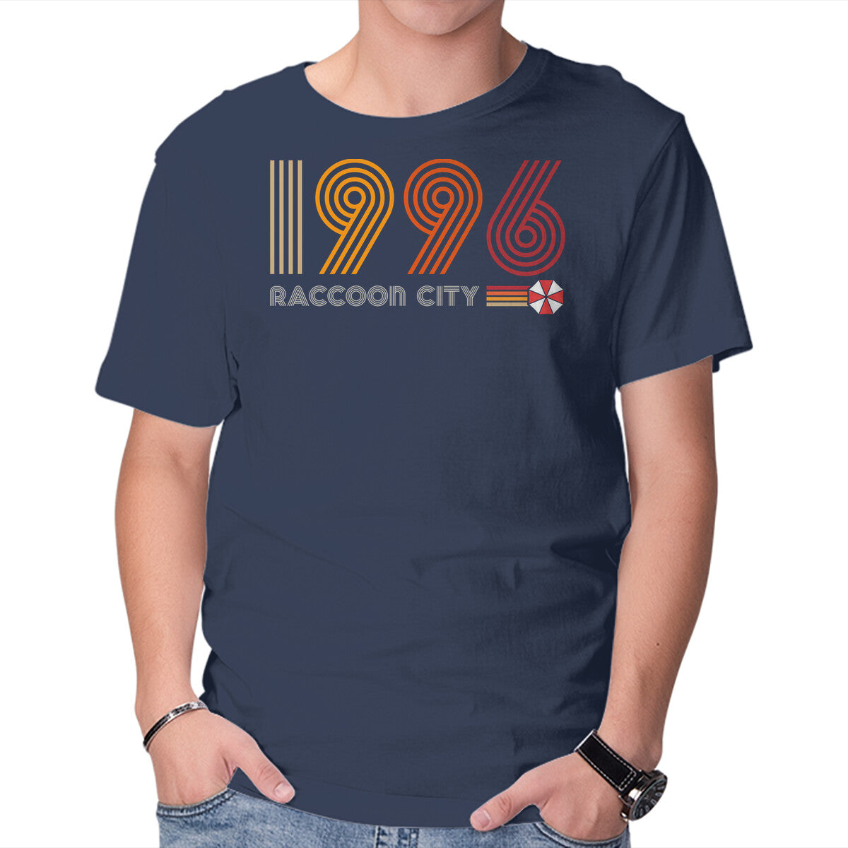 Unisex Crew Neck T-Shirt Raccoon City 1996 Graphic Short Sleeve Casual Tee XXL