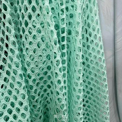 Tessuto a Rete Elastica Traforato Maglia Larga a Rombo Materiale Rete da Pesca per Costumi Fai-da-te Abiti Cucito Tessuto da Palco Sottile Morbido