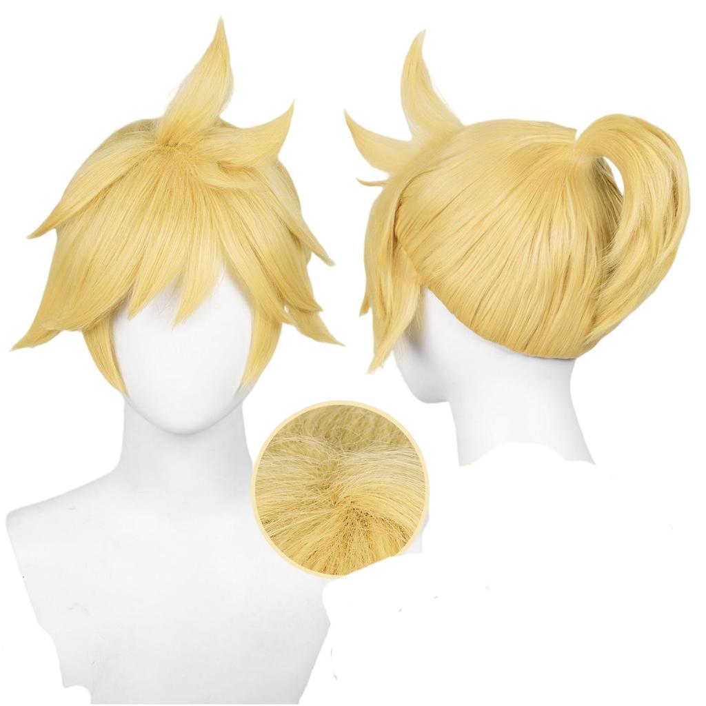 Kagamine Rin and Kagamine Len Cosplay Costume with Perfect for Halloween Events Size [ZOMOZO] Wig, (Kagamine Len, M)