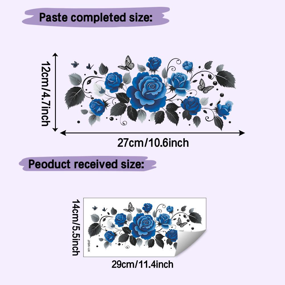 Самоклеящиеся Романтические Синие Розы Наклейки на Туалет для Ванной Комнаты Домашний Декор 14x29cm разноцветный